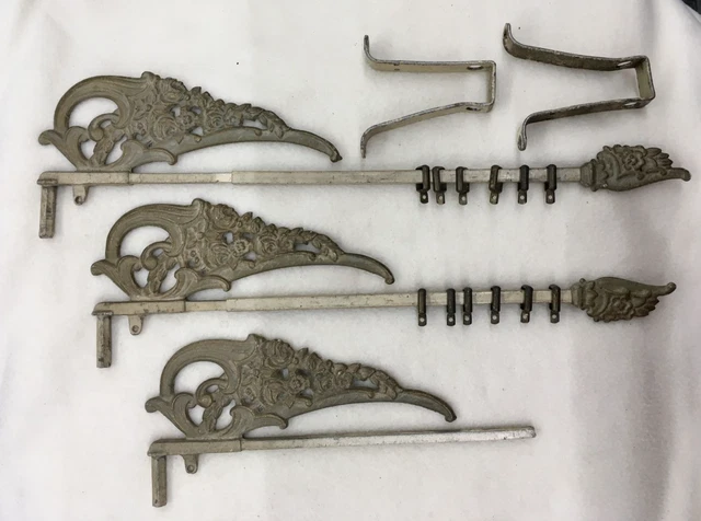 Vintage Victorian Art Deco Swing Arm Curtain Rods Metal Iron Parts