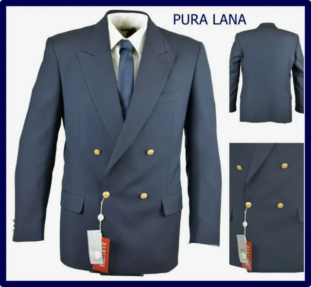giacca uomo invernale elegante doppiopetto lana vintage marinaio 48 blu vintage