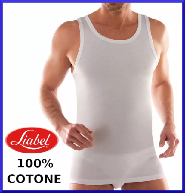 Canottiera da Uomo in Cotone Spalla Larga Canotta LIABEL Intima Vogatore Maglia
