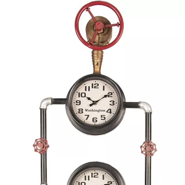 Retro Reloj de Pared "Fitting" Tubo 3-Zonen Weltuhr Industrial Loft 92x37cm 2