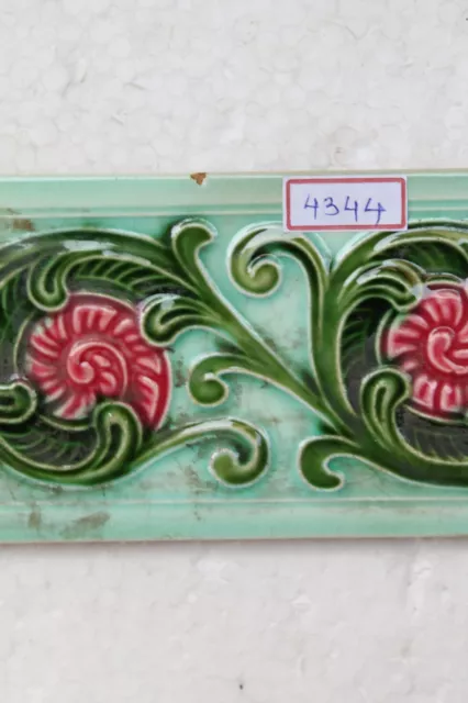 Japan antique art nouveau vintage majolica border tile c1900 NH4344 3