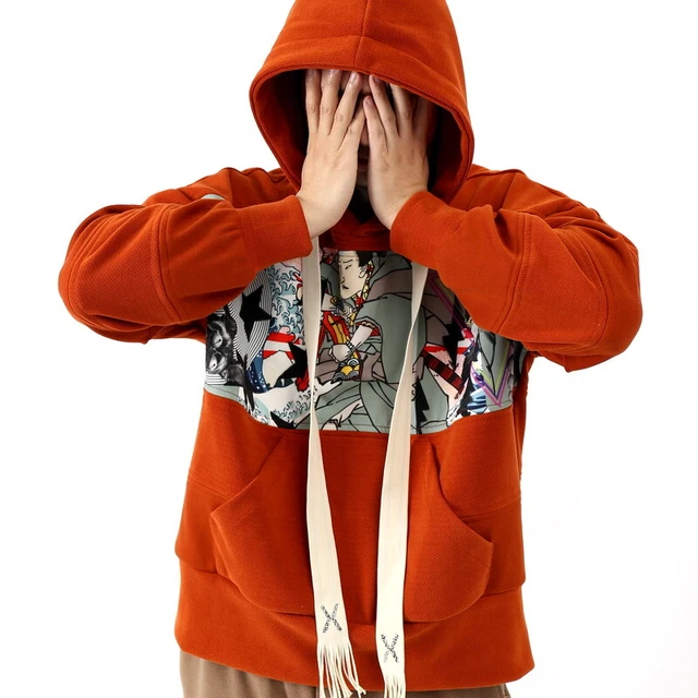 Felpa con cappuccio uomo modello giapponese ukiyoe samurai felpa con cappuccio unisex