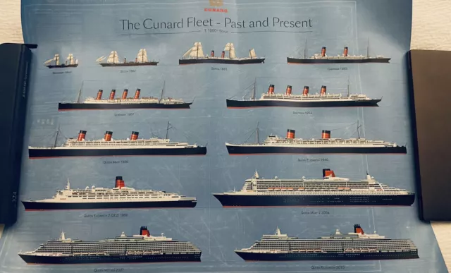 Rare Cunard Liners Past & Present Fleet Marketing Poster