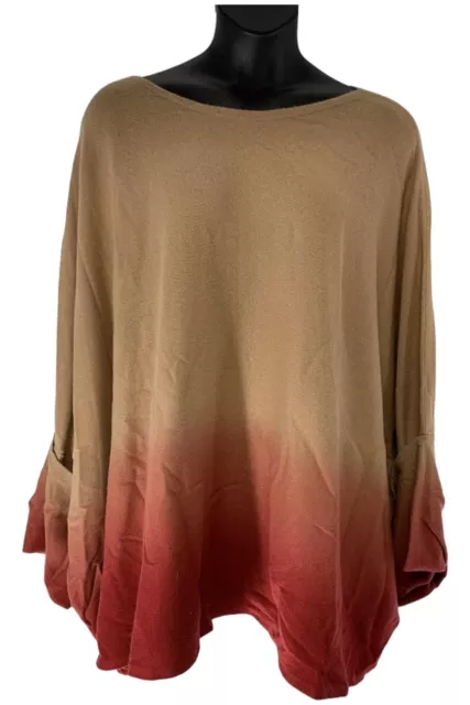 Soft by Naadam 100% Cashmere Ombre Poncho Sweater Camel