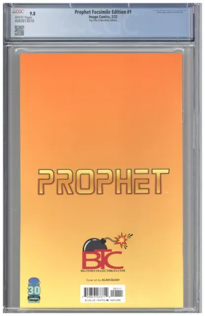 Prophet Facsimile Edition #1 CGC 9.8 Alan Quah Virgin Variant Cover BTC 2022 2