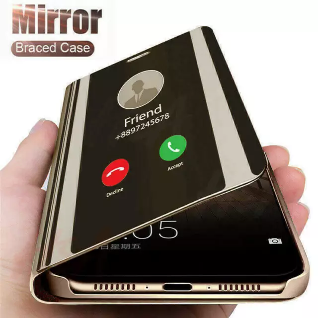 For Samsung S10 S9 S8 Plus S7 S6 Edge S5 Smart View Mirror Flip Stand Phone Case