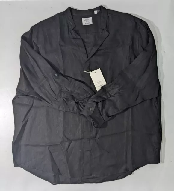 NEW- 3XB Big Mens Murano Long Sleeve Button Down Shirt Baird McNutt Linen Black