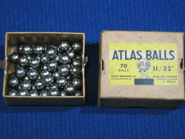 Vintage SKF ATLAS Steel Ball Bearings 70 Balls 11/32" NOS in Original Box USA