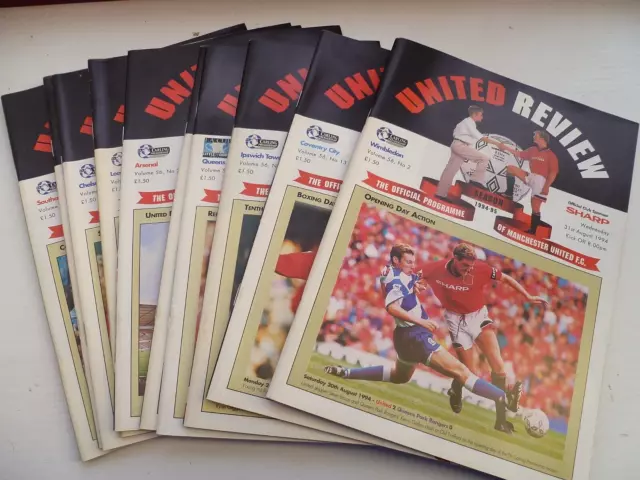 Manchester Utd. 'Home' Programmes 1994-95 (10/ Of 28)