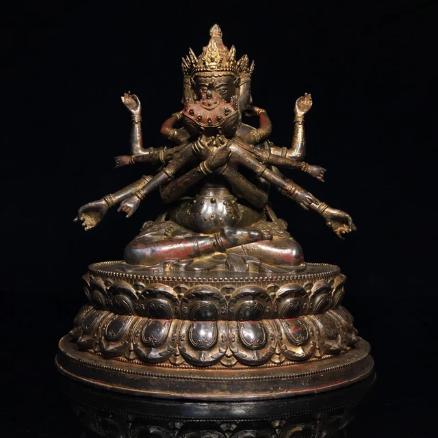 30CM Chinese Old Fine Bronze Statue Buddha Q679