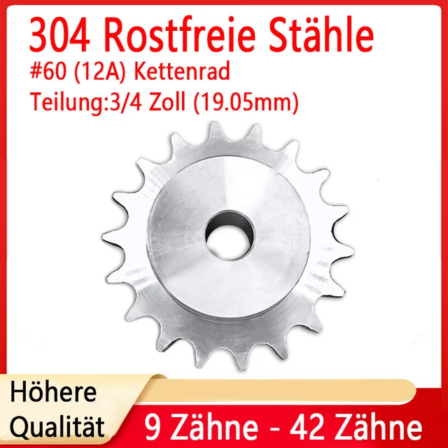 12A 9 - 42 Zähne Kettenrad mit Nabe Kettenräder A2 Stahl Pitch 3/4" Ritzel