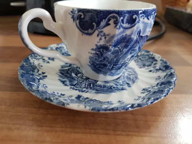 Vintage Demitasse Blue / White Cup and Saucer Johnson Bros