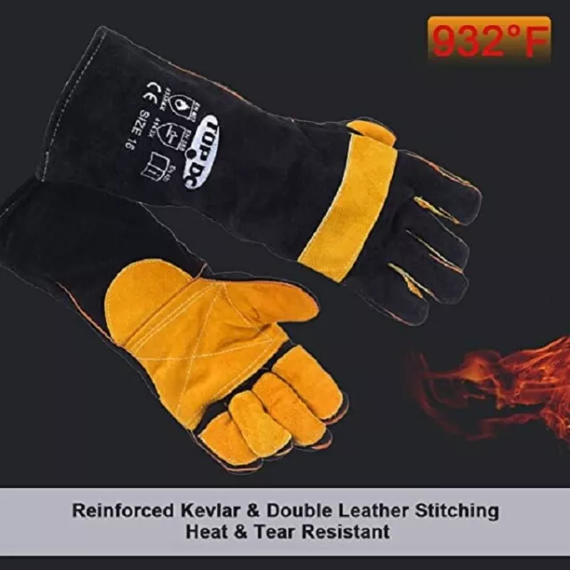 Guantes de Para Soldadadura Soldar Soldadadura de Cuero Resistentes al Calor Chispas 2