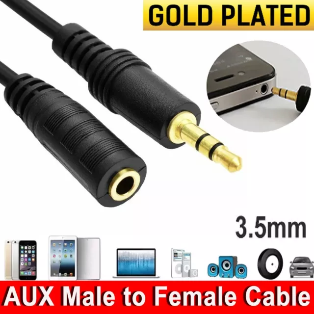 AUX Male to Female Cable Jack Audio 3.5mm Headphone Stereo Extension Cord AU