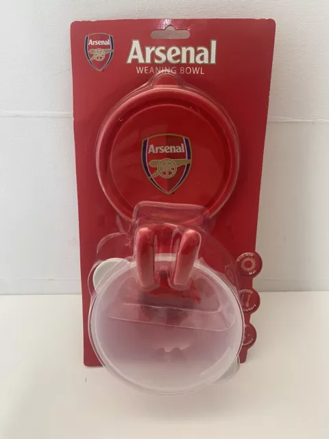 Red Arsenal FC Baby Entwöhnungsschüssel Fütterungsset Kunststoffschüssel Gabel & Löffel rutschfest 2