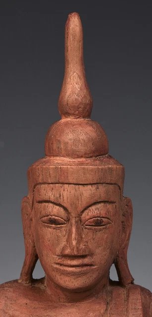 18th Century, Shan, Antique Burmese Wooden Seated Buddha 2