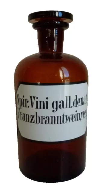 Historische Apotheker Glasflasche braun - Franzbranntwein um 1900