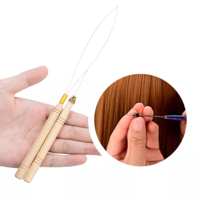UK Nano Ring Micro Beads Hair Extension Pulling Loop Hook Tool Threader Wire 5pc