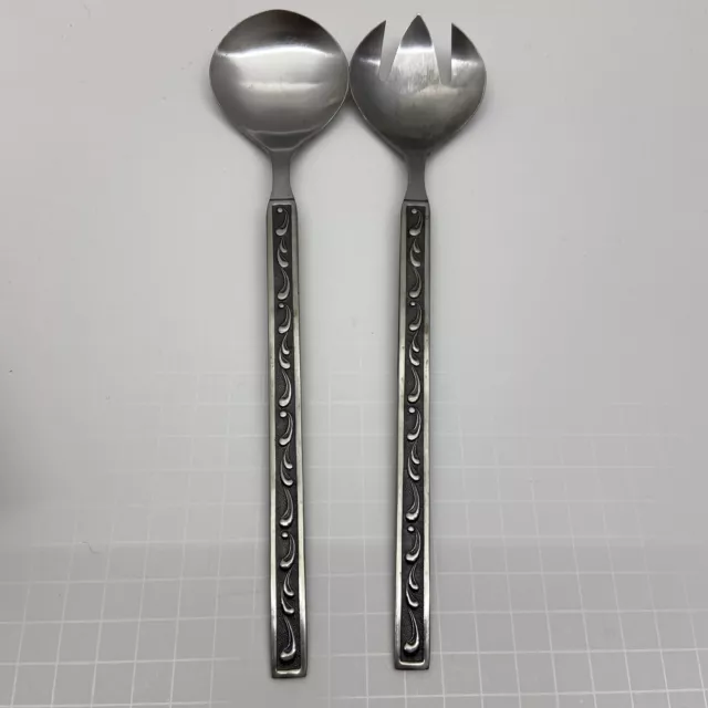 Juego de porciones de cuchara y tenedor para ensalada de gran tamaño ONEIDA patrón de desplazamiento japonés