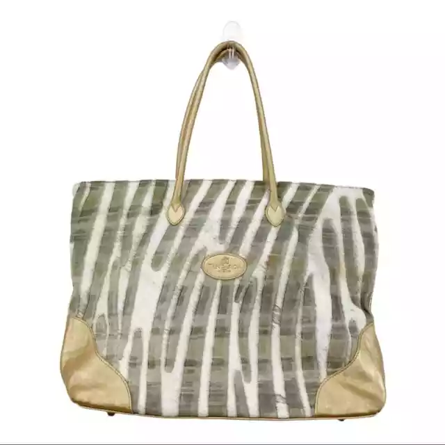 Terrida Tagaroa Venice Tote Bag Metallic Gold Tan Zebra Animal Mob Wife Travel