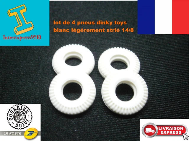 Lot De 4 Pneus Noirs Dinky Toys Juniors - Légèrement Striés Dunlop - Échelle 1/43 (13/7) - Neuf