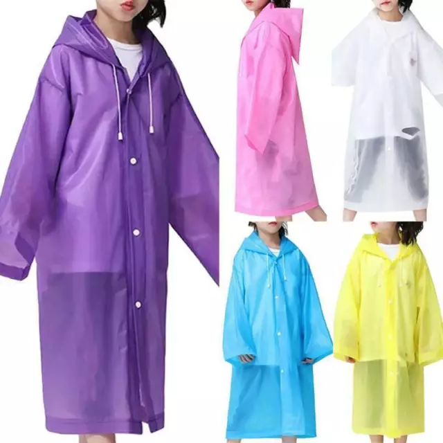 Kids Boy Girls Waterproof Hooded Raincoat Poncho Jacket Buttons Outwear Outdoor∝