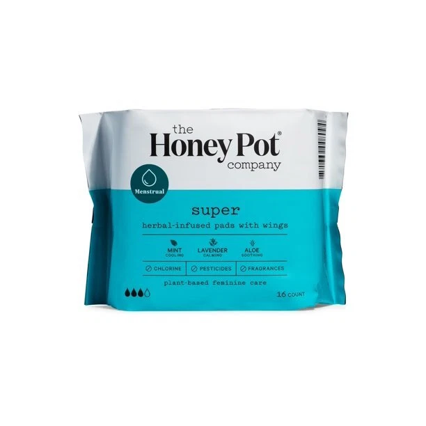 Almohadillas menstruales The Honey Pot Company como nuevas lavanda aloe súper infundidas 16 quilates