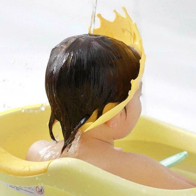 Adjustable Baby Shower Shampoo Cap Crown Shape Wash Hat NEW Hair For Ear O8D7