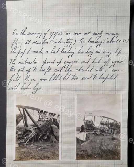 1924 RAF Vickers Vimy Crash - two Photos 9 by 6cm and scrapbook caption cutting