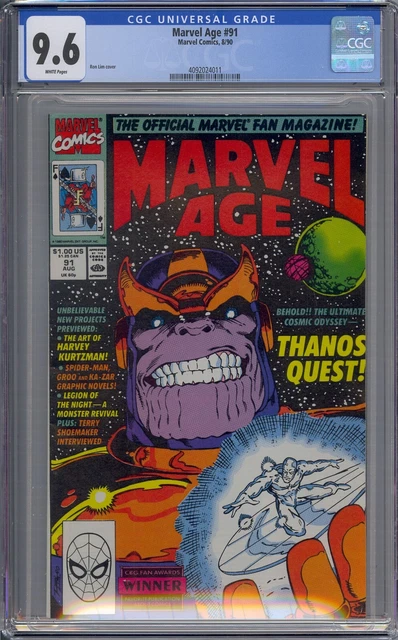 Marvel Age #91 Cgc 9.6 Thanos Quest Preview White Pages 4011