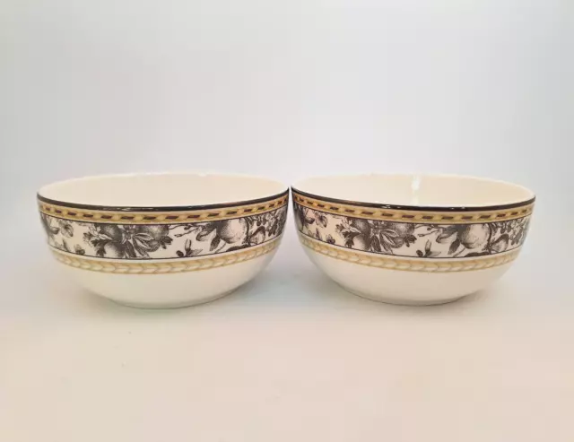 Set of 2 Royal Doulton Studio Provence Noir (Black) 6" All Purpose Cereal Bowls