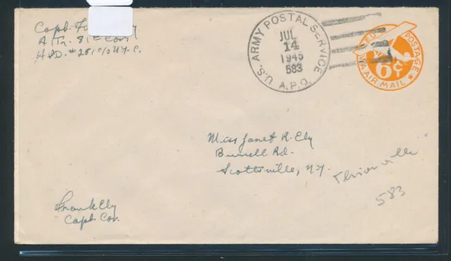 42292) US field post cover WWII, APO 583 14.7.45, Thionville France