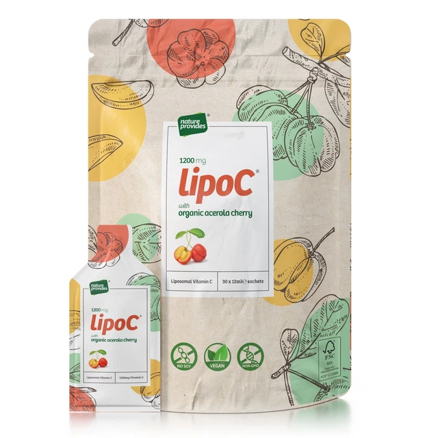lipoC® 1200mg Vitamina C Liposomiale con Ciliegia Acerola Biologica - 30 bustine