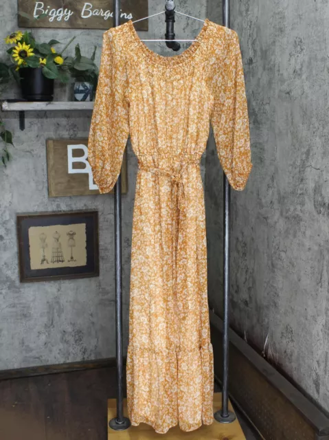 LC Lauren Conrad Womens Lined Woven Off the Shoulder Dress Orange Floral S