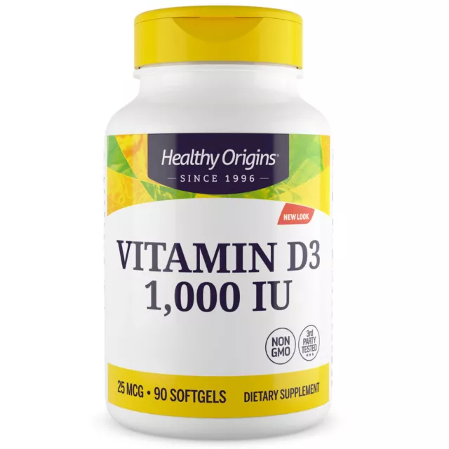 Healthy Origins, Vitamin D3, 1000IU, 90 Weichkapseln - Blitzversand