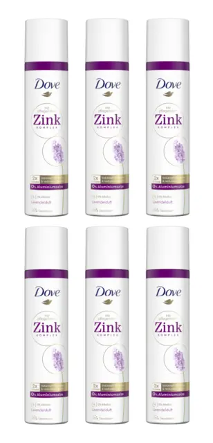 Dove 0% Aluminiumsalze mit Zink-Komplex Lavendel-Duft Deodorant-Spray , 6x100ml