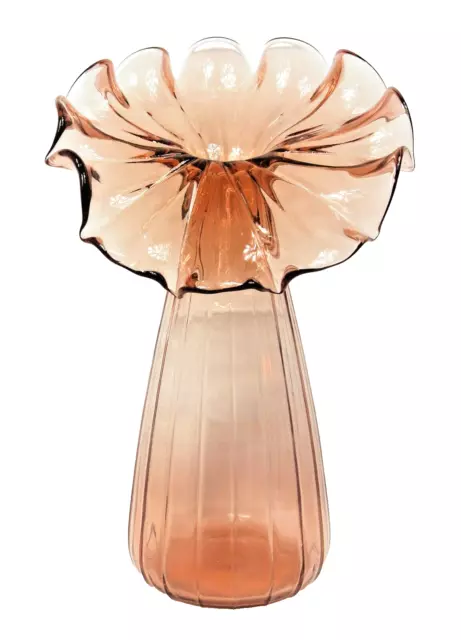Cranberry Glass Jack in the Pulpit Trumpet Vase - 17" Tall Large Pink VTG