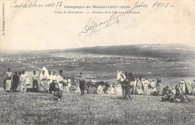 Cpa Morocco Camp Du Butcheron Bivouac De La Column Du Littoral