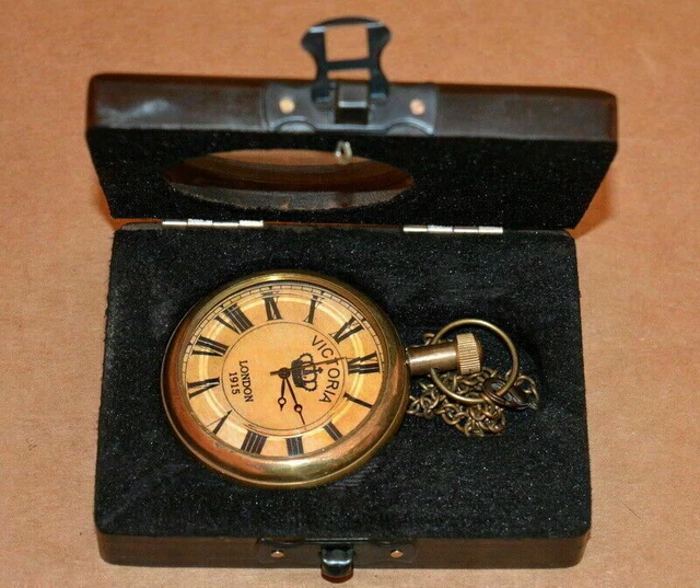 Montre De Poche Victoria 1875 Vintage - Laiton, Quartz, 7 Rubis - Neuf Avec Boîte