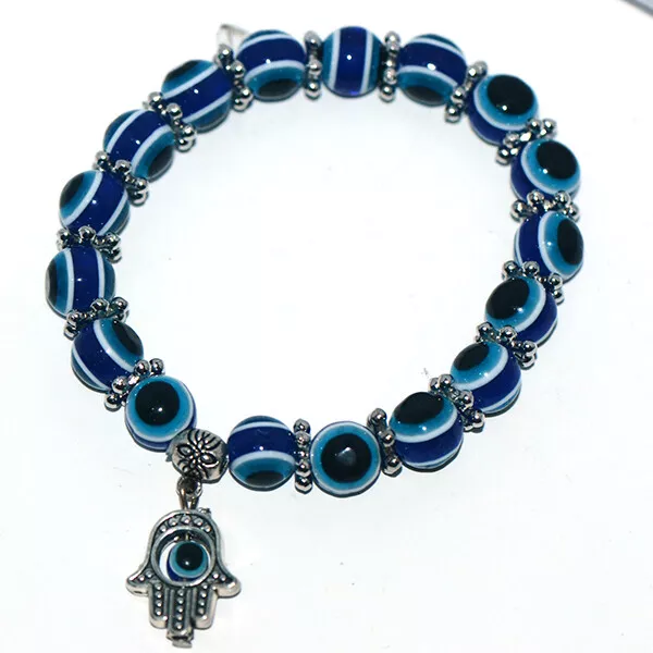 Turkish Lucky Evil Eye Bracelets 925 Silver Hand Hamsa Fatima Bracelets Womens