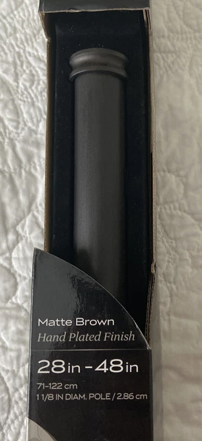 Cambria Drapery Rod “28 - 48 " Matte Brown With 2 Glass Finials New