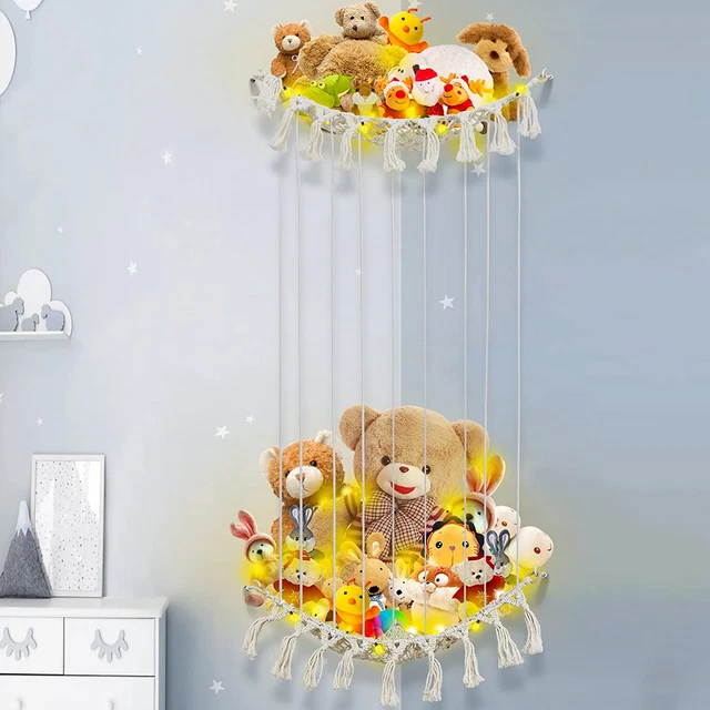 Hamaca de almacenamiento de animales de peluche SCREPRETI esquina soporte de juguetes con