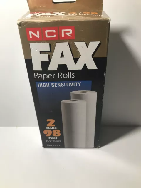 2 Sealed NCR Fax Paper Rolls Thermabond High Sensitivity 1/2" Core 98’