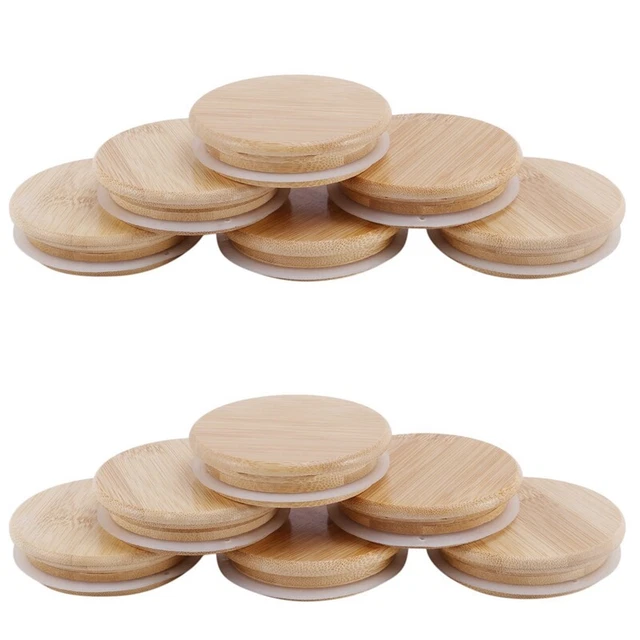 Confezione da 12 coperchi in vetro da incasso legno, coperta in bambù riutilizzabile U7H1