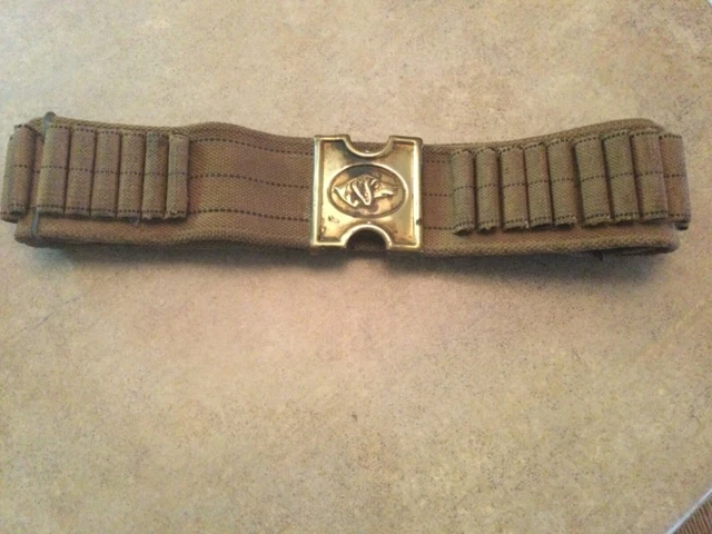 Anson Mills Cartridge Belt with Brass Dog Head Buckle Dated  1913