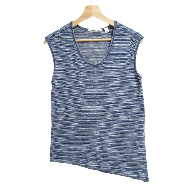 Country Road Women's Sleeveless Asymmetrical Tank Size Small Striped stretch