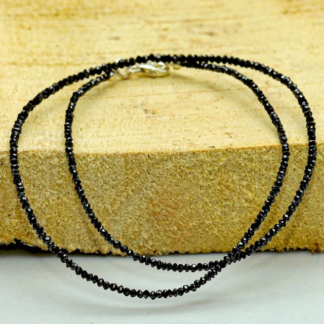 2.5-3mm Natural Black Diamond gemstone beads necklace 18Inches Chakra Classic