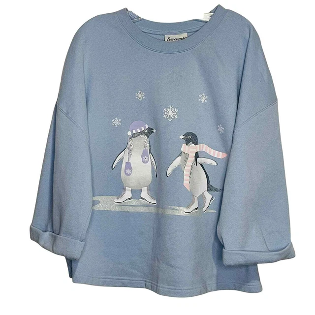 Vintage Serengeti oversized sweatshirt penguins skating grandmacore plus size 2x