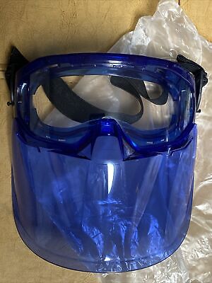 Kleenguard V90 Premium Face Shield W/ Goggle, Blue Frame, Clear Lens, Anti Fog