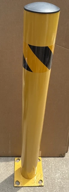 BISupply Bolt Down Safety Bollard Post 1pk - 42in Yellow Pipe Parking Barrier